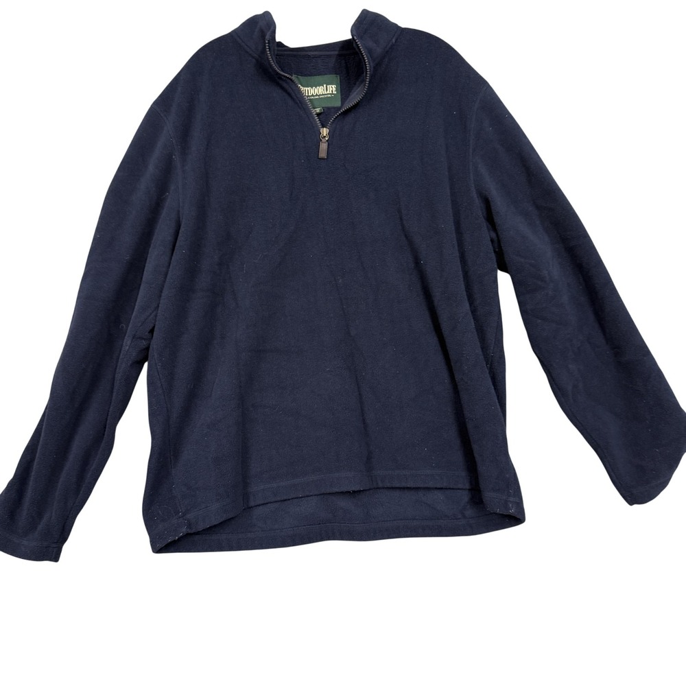 Outdoor Life Sweatshirt Mens XL Blue Fleece Quarter Zip Pullover Solid Warm